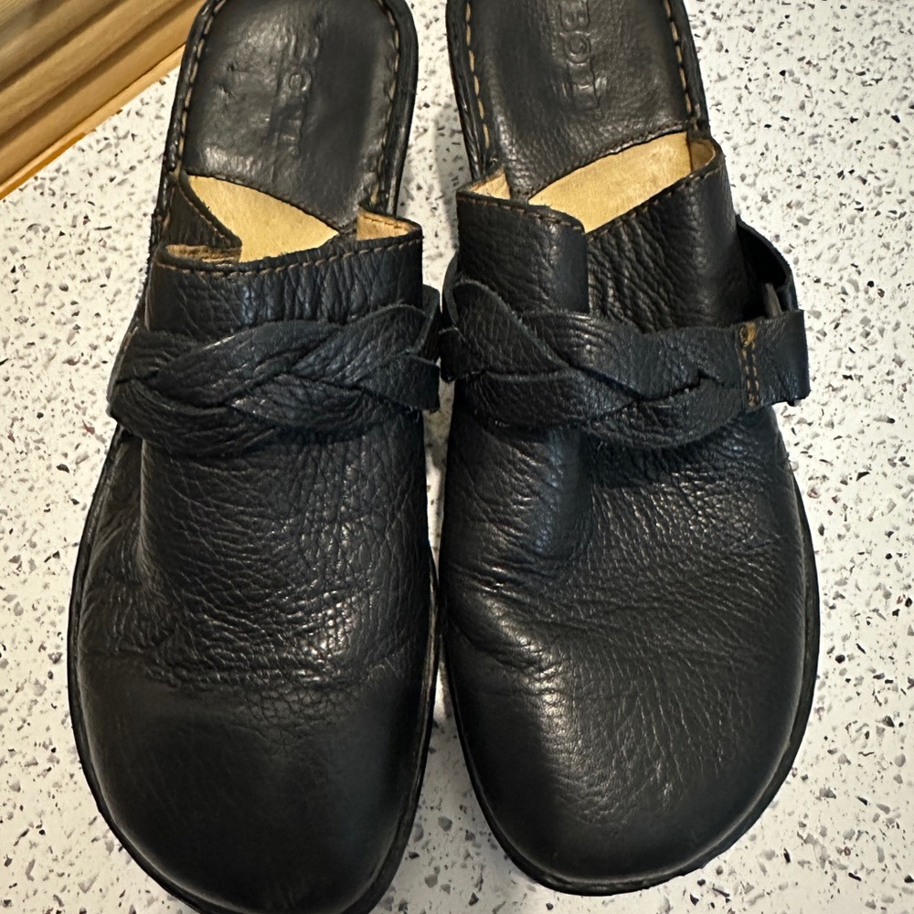 Born Black Leather Slip-On Loafers